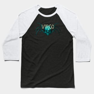 Blue Virgo Skull and Virgin Wing Bones - Zodiac Astrology Baseball T-Shirt